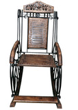 Hindoro Wood & Wrought Iron Rolling Chair (Multicolour)