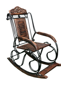Hindoro Wood & Wrought Iron Rolling Chair (Multicolour)
