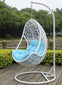 Hindoro White Outdoor - Balcony Swing Chair with Stand And Blue Cushion