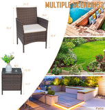 Hindoro Rattan & Wicker Outdoor Double Sofa Chair with 1 Table Patio Furniture Set, Brown