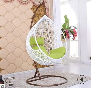 Hindoro White Colour Beautiful Swing with Green Cushion with Stand