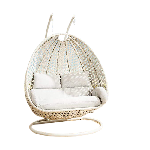 Hindoro Outdoor/Indoor/Balcony Furniture White Color Double Seater Hanging Swing with Stand