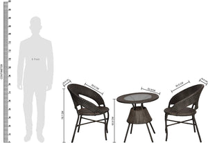 Hindoro Outdoor Garden Patio Seating 2 Chairs and 1 Table Set with Glass Balcony Furniture (White)