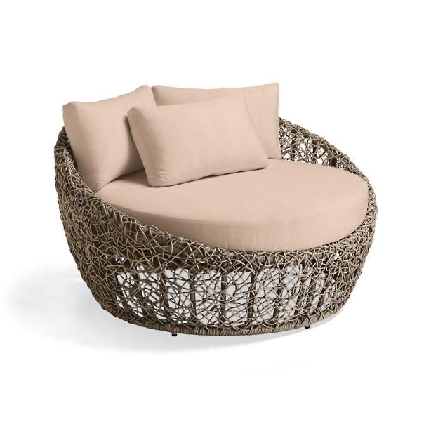 Hindoro Garden/Balcony/Outdoor Patio Furniture Round Rattan Sofa Sunbed with Cushion (Brown)