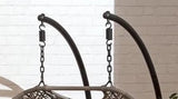 Hindoro Rattan Outdoor Patio Furniture Double Seater Swing with Stand and Cushion (Dark Brown Swing with Beige Cushion)