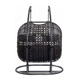 Hindoro Rattan Outdoor Patio Furniture Double Seater Swing with Stand and Cushion (Dark Brown Swing with Beige Cushion)