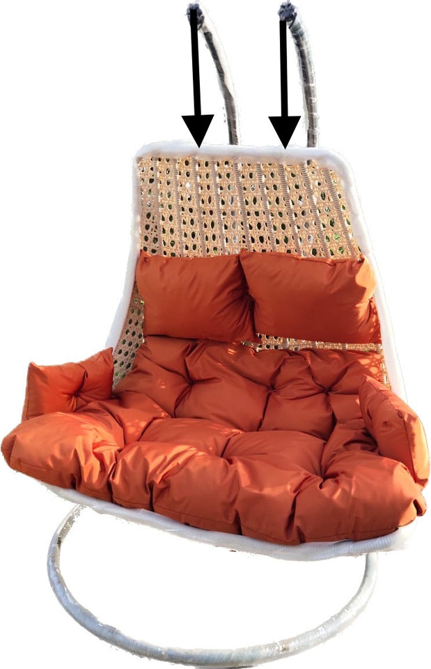 Hindoro Outdoor Balcony Furniture Double Seater Garden Hanging Beige Color Swing with Orange Cushion