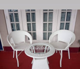 Hindoro Outdoor Garden Patio Seating 2 Chairs and 1 Table Set with Glass Balcony Furniture (White)