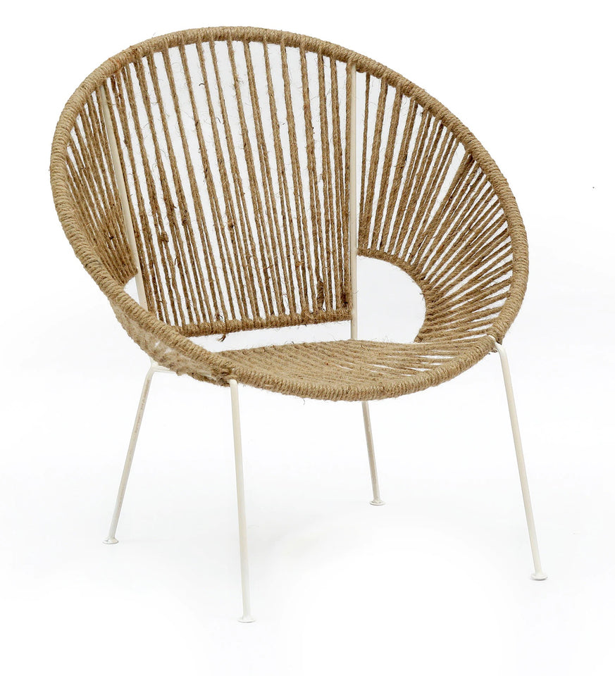 Hindoro Rope and Metal Outdoor Chair In White & Natural Finish (Set Of 2)