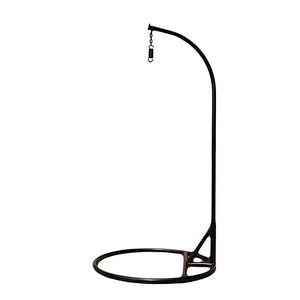 Hindoro Outdoor Balcony Spoon Swing Chair with Stand and Cushion (Black With Beige)