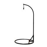 Hindoro Outdoor Balcony Spoon Swing Chair with Stand and Cushion (Black With Grey)