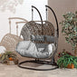 Hindoro Rattan Outdoor Patio Furniture Double Seater Swing with Stand and Cushion (Dark Brown Swing with Grey Cushion)