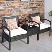Hindoro Garden Furniture Set for Indoor and Outdoor Use 1 Table with 2 Sofa Chair Set with Cushion in Beige Color