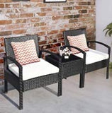 Hindoro Garden Furniture Set for Indoor and Outdoor Use 1 Table with 2 Sofa Chair Set with Cushion in Beige Color
