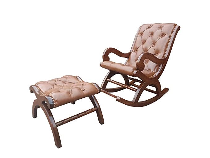 Hindoro Enterprises Royal Amazing King Rocking Chair with Foot Rest Stool and Cushion