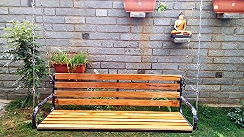 Hindoro Swing Hanging Hammock Chair Teak Wooden for Indoor Outdoor Balcony Swings 137 cm Size jhula