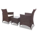 Hindoro Rattan and Wicker Outdoor Double Sofa Chair with 1 Table, Black