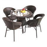 Hindoro Outdoor Garden Patio Seating 4 Chairs and Table Set (Brown)