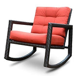 Hindoro Rattan Outdoor Patio Wicker Rocking Chair with Cushion