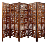 Hindoro Wooden Room Divider Handcrafted Room Separator for Home Portable Wooden Folding Partition Privacy Screens for Living Room Office Furniture (Brown Finish)