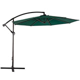 Hindoro Side Pole Luxury Garden Umbrella (Round Shape) 10 Ft Thick Waterproof Fabric (Green)