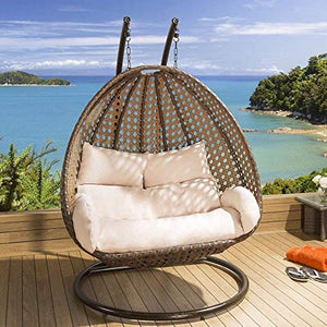 Hindoro Outdoor Furniture Double Seater Hanging Swing (Gold)