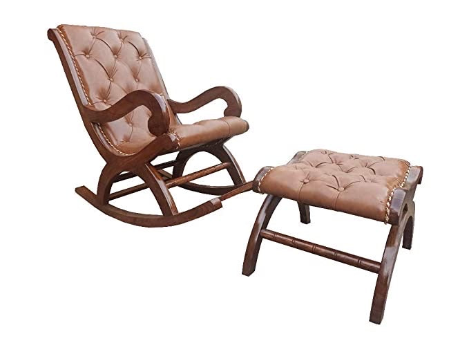 Hindoro Enterprises Royal Amazing King Rocking Chair with Foot Rest Stool and Cushion