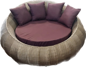 Hindoro Garden/Balcony/Outdoor Patio Furniture Round Apple Shape Rattan Sofa Sunbed Set with Cushion ( 2+1+1, Gold)