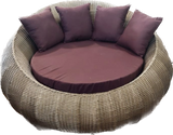 Hindoro Garden/Balcony/Outdoor Patio Furniture Round Apple Shape Rattan Sofa Sunbed Set with Cushion ( 2+1+1, Gold)