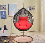 Hindoro Outdoor Balcony Swing Chair with Stand and Cushion (Black With Red)