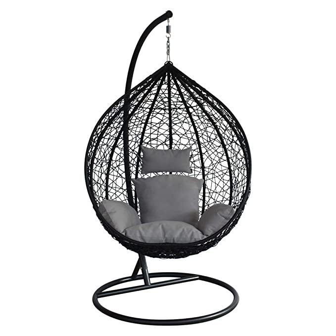 Hindoro Single Seater Swing Chair with Stand Cushion Hook Outdoor