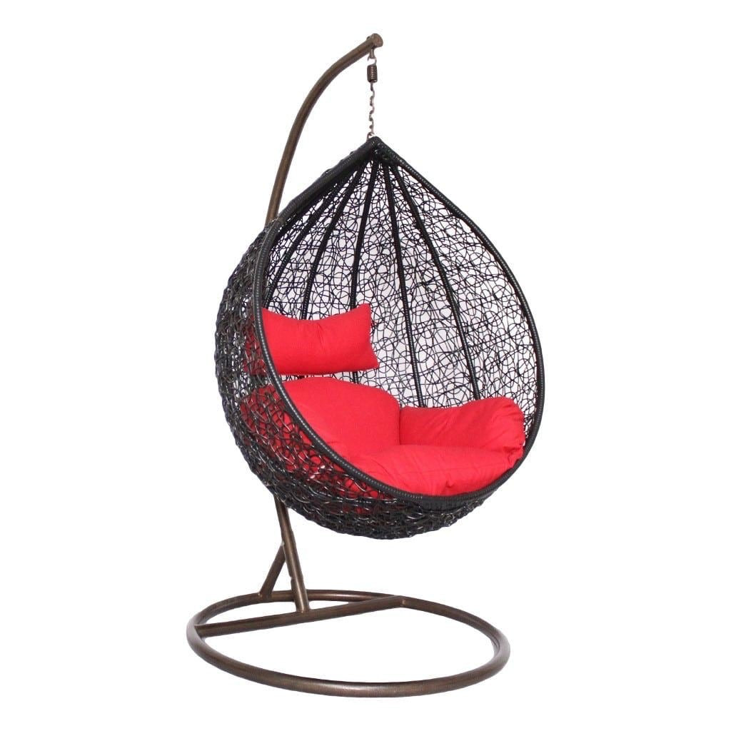 Hindoro Outdoor Single Seater Swing Chair with Stand and Cushion