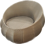 Hindoro Garden/Balcony/Outdoor Patio Furniture Round Apple Shape Rattan Sofa Sunbed Set with Cushion ( 2+1+1, Gold)
