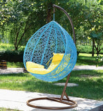 Hindoro Outdoor Balcony Swing Chair with Stand and Cushion (Blue With Yellow)
