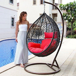 Hindoro Outdoor Single Seater Swing Chair with Stand and Cushion