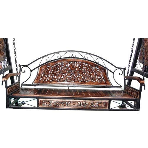 Hindoro Iron & Wooden Swings/Jhoola for Home & Garden Brown
