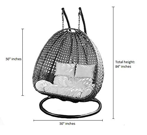 Hindoro Outdoor/Indoor/Balcony Furniture White Color Double Seater Hanging Swing with Stand