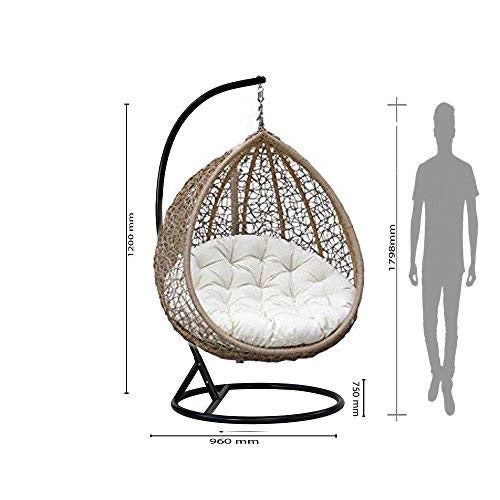 Hindoro Outdoor/Indoor/Balcony/Garden/Patio/Hanging Swing Chair with Stand & Cushion (Brown)
