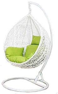Hindoro Outdoor - Indoor - Balcony White Color Swing Chair with Stand (Standard, Green)