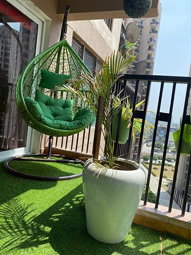 Hindoro Single Seater Hanging Swing Chair with Cushion (Green)