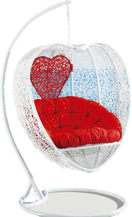 Hindoro Heart Shape Swing Indoor Outdoor Balcony Swing Chair with Stand and Cushion (White With Red)