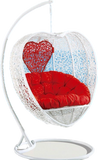 Hindoro Heart Shape Swing Indoor Outdoor Balcony Swing Chair with Stand and Cushion (White With Red)