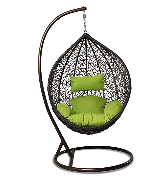 Hindoro Single Seater Swing Chair with Stand & Cushion & Hook Outdoor Indoor, Living Room, Balcony, Garden