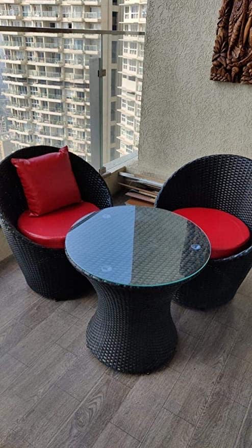 Hindoro Outdoor/Indoor/Balcony/Garden Multipurpose 2 Chair Set with 1 Table (Black, Standard)