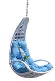 Hindoro White Hanging Type Indoor / Outdoor Zula Hammock Chair for Adult Swing With Blue Cushion