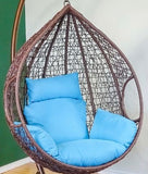 Hindoro Outdoor Balcony Swing Chair with Stand and Cushion (Dark brown With Blue)