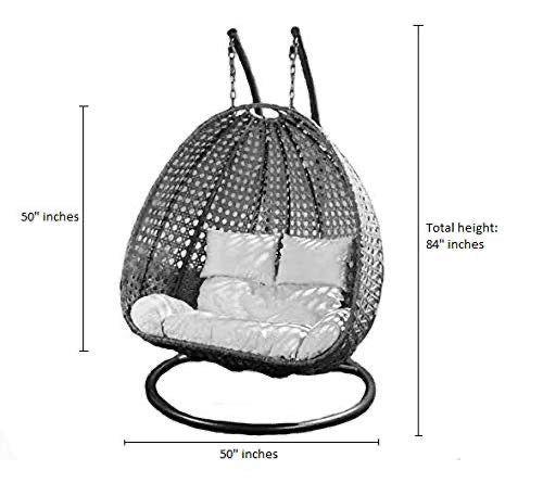 Hindoro Outdoor/Balcony Furniture Double Seater Hanging Swing with Stand (Black)