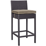 Hindoro Outdoor/Indoor wichket Patio Chair Bar Stools, Set of 2 (Standard Leather Brown, Brown Cushion)