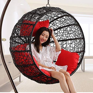 Hindoro Big Boss Wicker Rattan Hanging Egg Chair Swing for Indoor Outdoor Patio Backyard, Comfortable Relaxing with Cushion and Stand