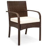 Hindoro 4 Seater Outdoor Furniture Sets with Table 4+1 Chair Set for Home Garden Indoor Furniture Set Patio Wicker Rattan Furniture Set Lawn Coffee Table Chairs & Thick Cushions in Brown Color